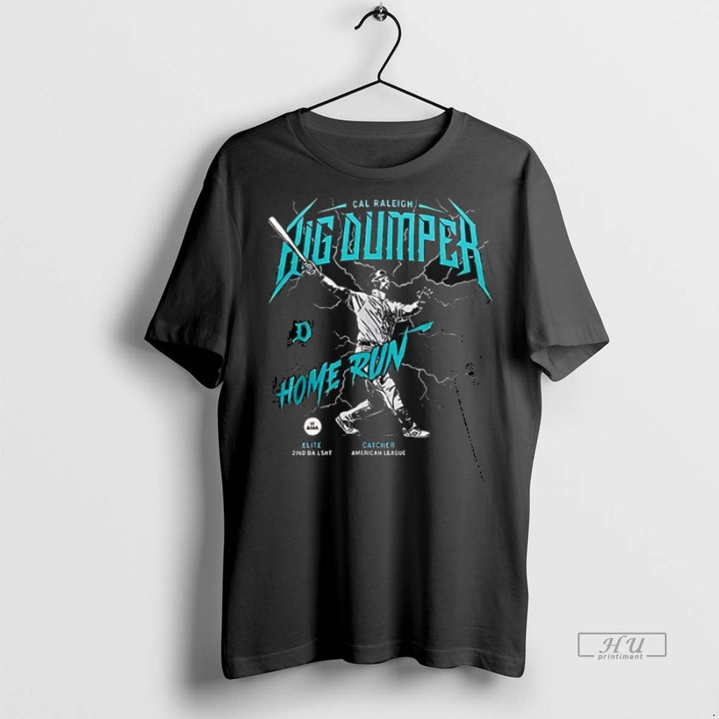 Officials Seattle Mariners Cal Raleigh The Big Dumper Home Run Art Double Sided Graphic Tee
