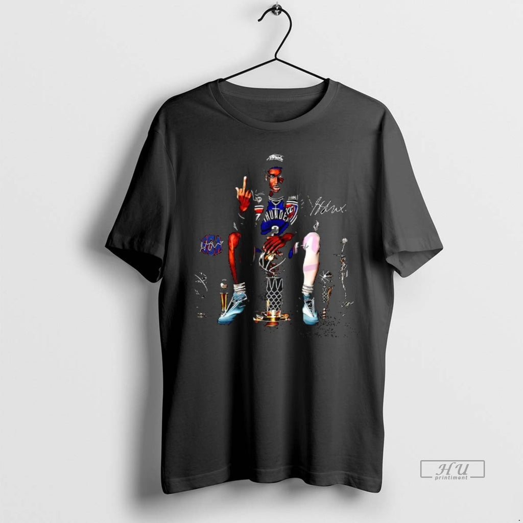 Officials Shai Gilgeous Alexander Oklahoma City Thunder Nba 2025 Mvp Middle Finger Signature Meme Tee