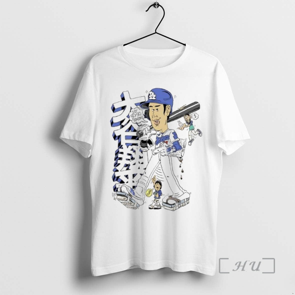 Officials Shohei Ohtani 1st 50 50 Season Los Angeles Dodgers Caricature Premium T Shirts Sweater