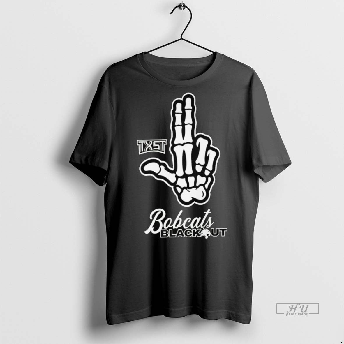Officials Skeleton Hand Txst Texas State Bobcats Blackout 2025 Long Sleve Premium Tee Shirt Sweater