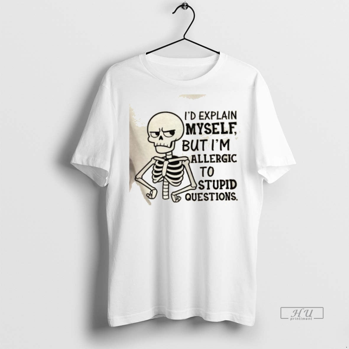Officials Skeleton Id Explain Myself But Im Allergic To Stupid Questions Premium Tee Shirt Sweater