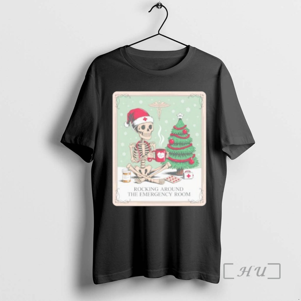 Officials Skeleton Santa Nurse Rocking Around The Emergency Room T Shirt Sweater