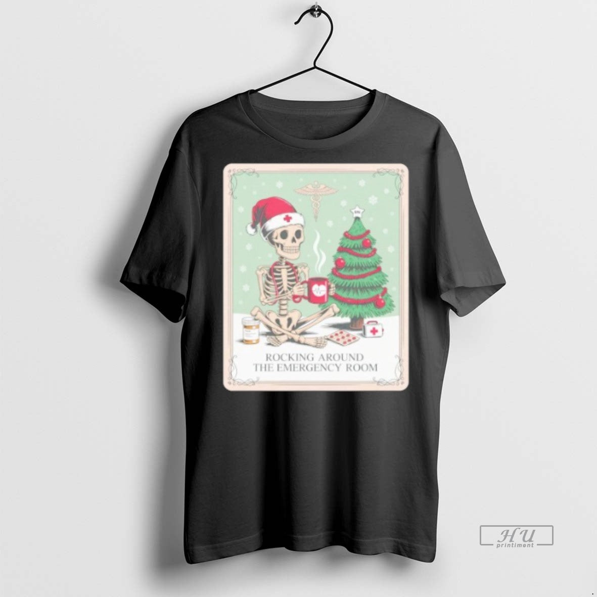 Officials Skeleton Santa Nurse Rocking Around The Emergency Room Tee Shirt Sweater