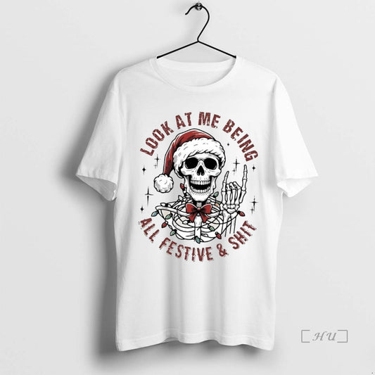 Officials Skull Look At Me Being All Festive And Shit Christmas Premium T Shirt Sweater