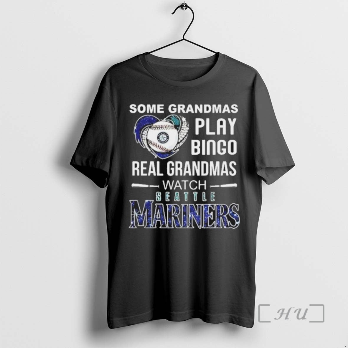 Officials Some Grandmas Play Bingo Real Grandmas Watch Seattle Mariners Baseball Diamond Heart T Shirts