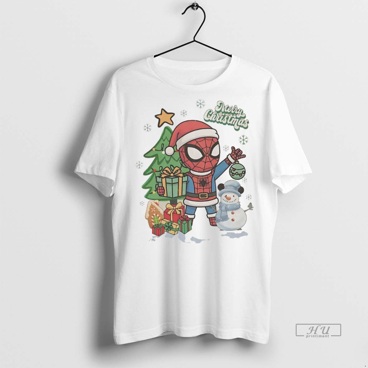 Officials Spiderman Santa Merry Christmas Superhero White Tee Shirt Sweater