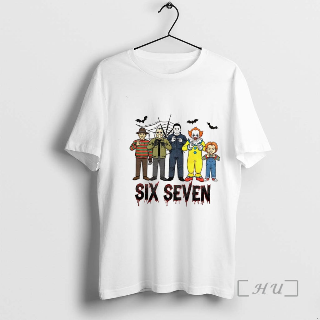 Officials Spooky Season Six Seven 6 7 Movie Killers Pumpkin Halloween Tee Shirt Sweater