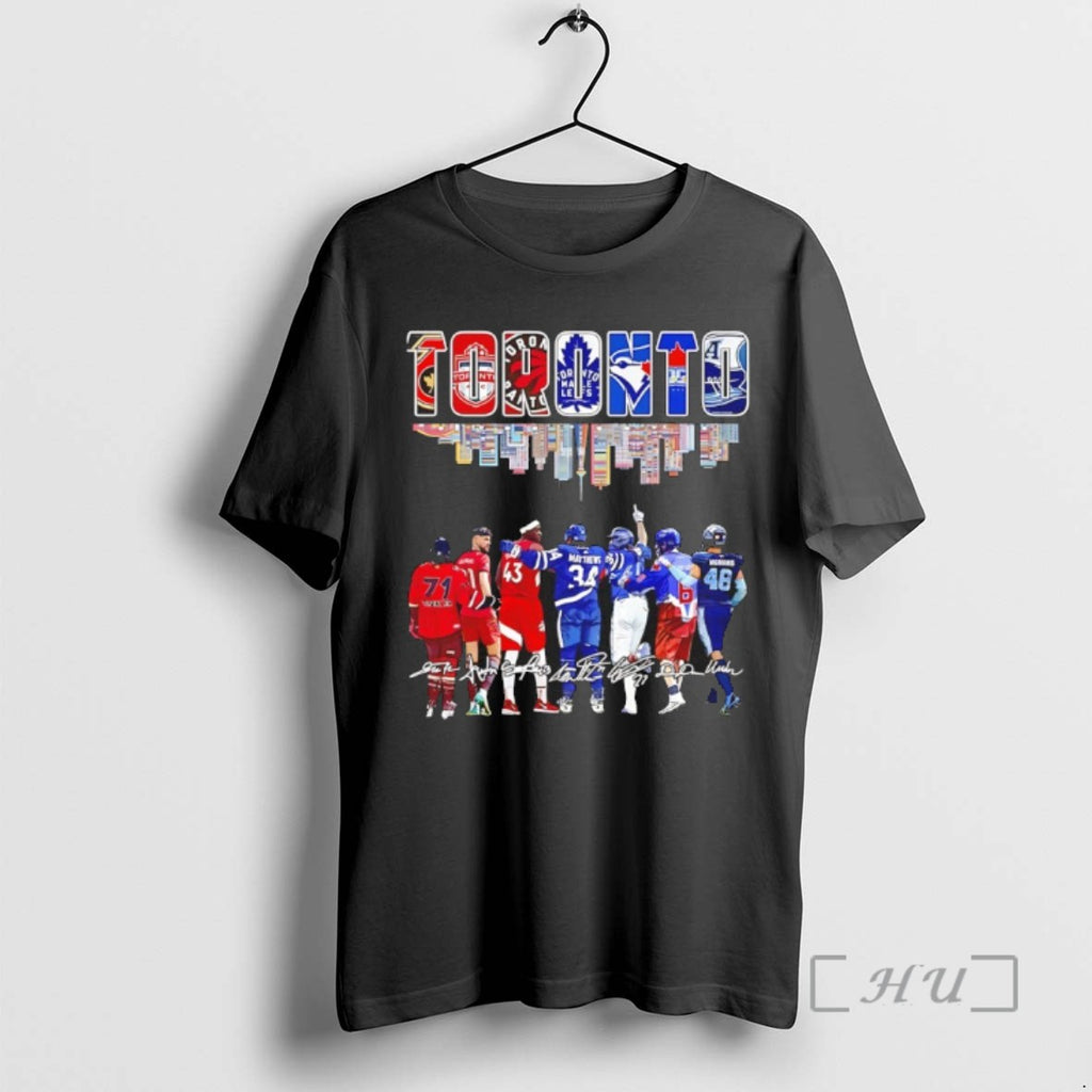 Officials Sports In Toronto City Skyline Players Signatures Tee Shirt Sweater