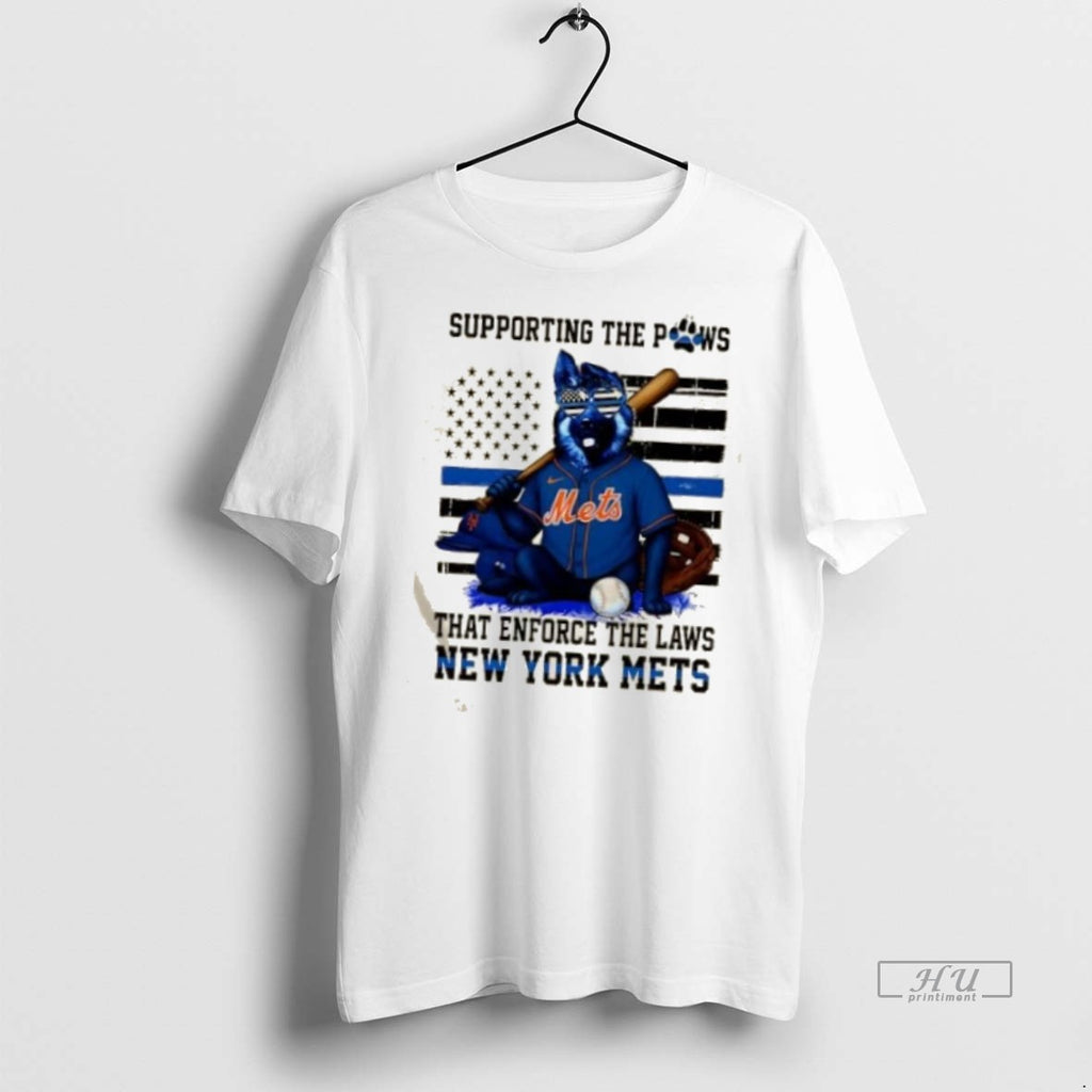 Officials Supporting The Paws That Enforce The Laws New York Mets Dog Us Flag Tee