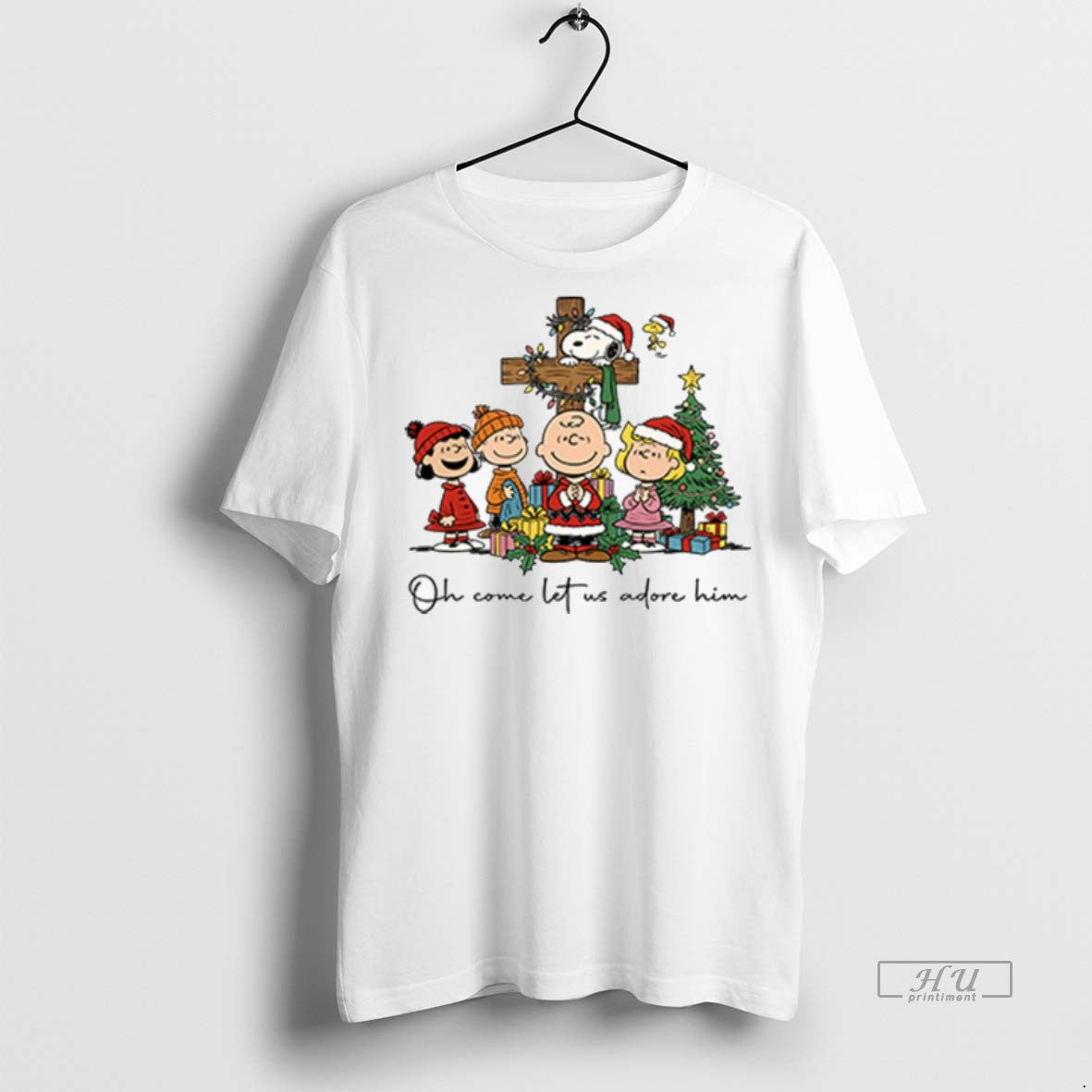 Officials The Peanuts Christmas Christian Oh Come Let Us Adore Him Premium Tee Shirt Sweater