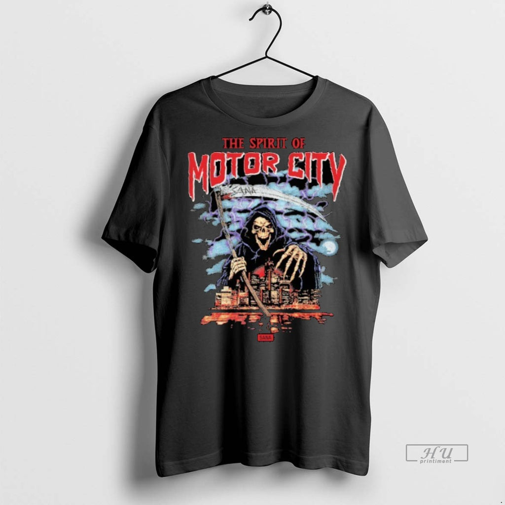 Officials The Spirit Of Motor City Sana Grim Reaper Halloween Tee Shirt Sweater