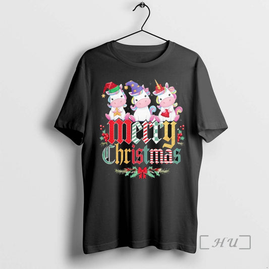 Officials Three Cute Unicorns Merry Christmas Festive
