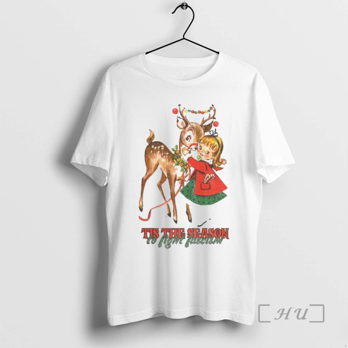 Officials Tis The Season To Fight Fascism Vintage Christmas Reindeer