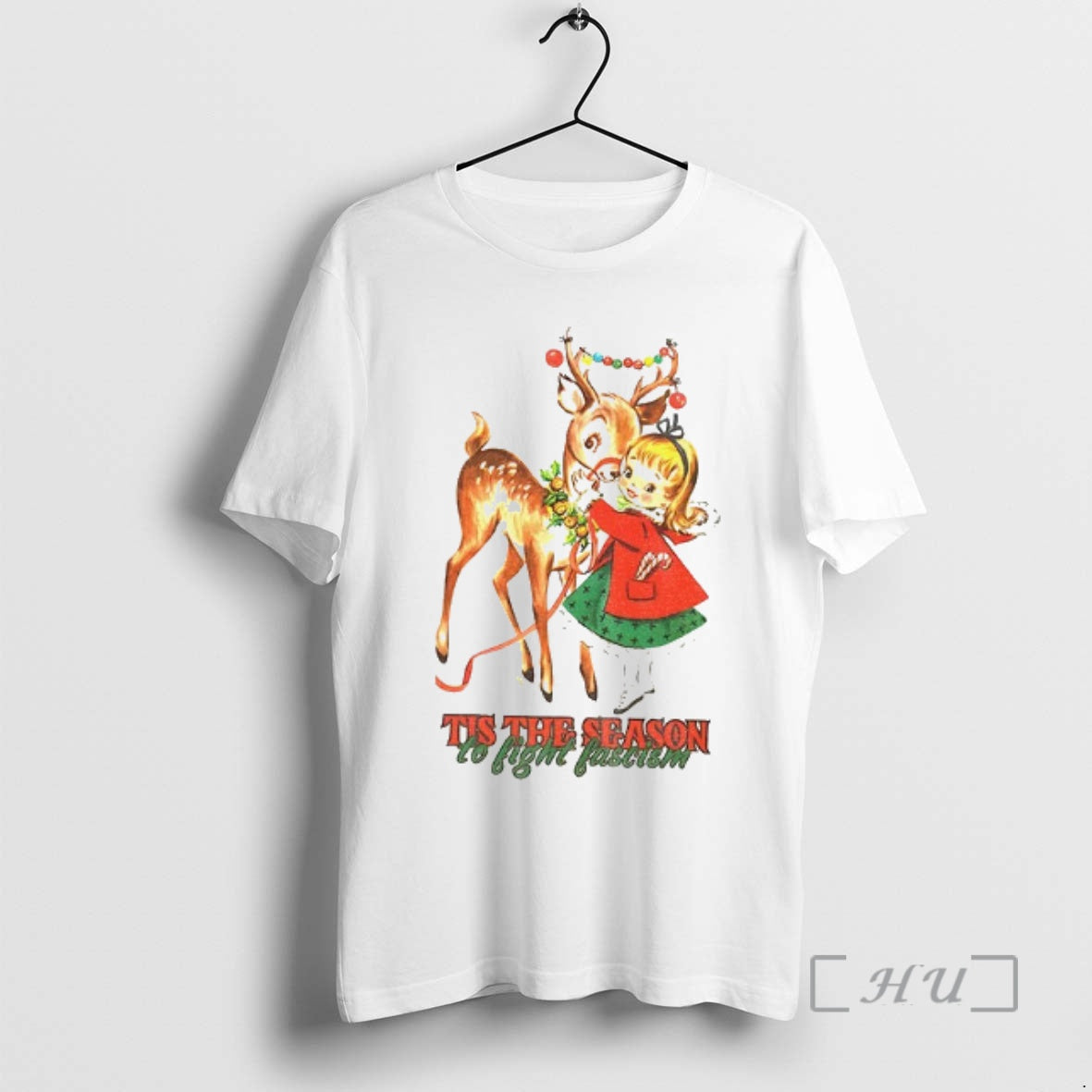 Officials Tis The Season To Fight Fascism Christmas Reindeer Anti Trump Christmas T Shirt Sweater