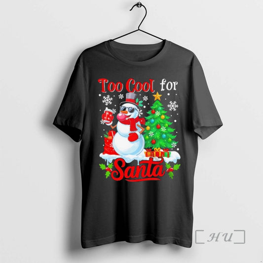 Officials Too Cool For Santa Merry Christmas Snowman Sunglasses Drink Coffee Black Premium T Shirts