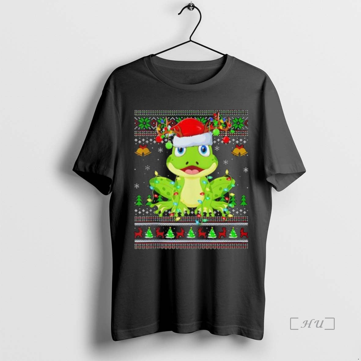 Officials Top Frog Hat Santa Ugly Christmas Black