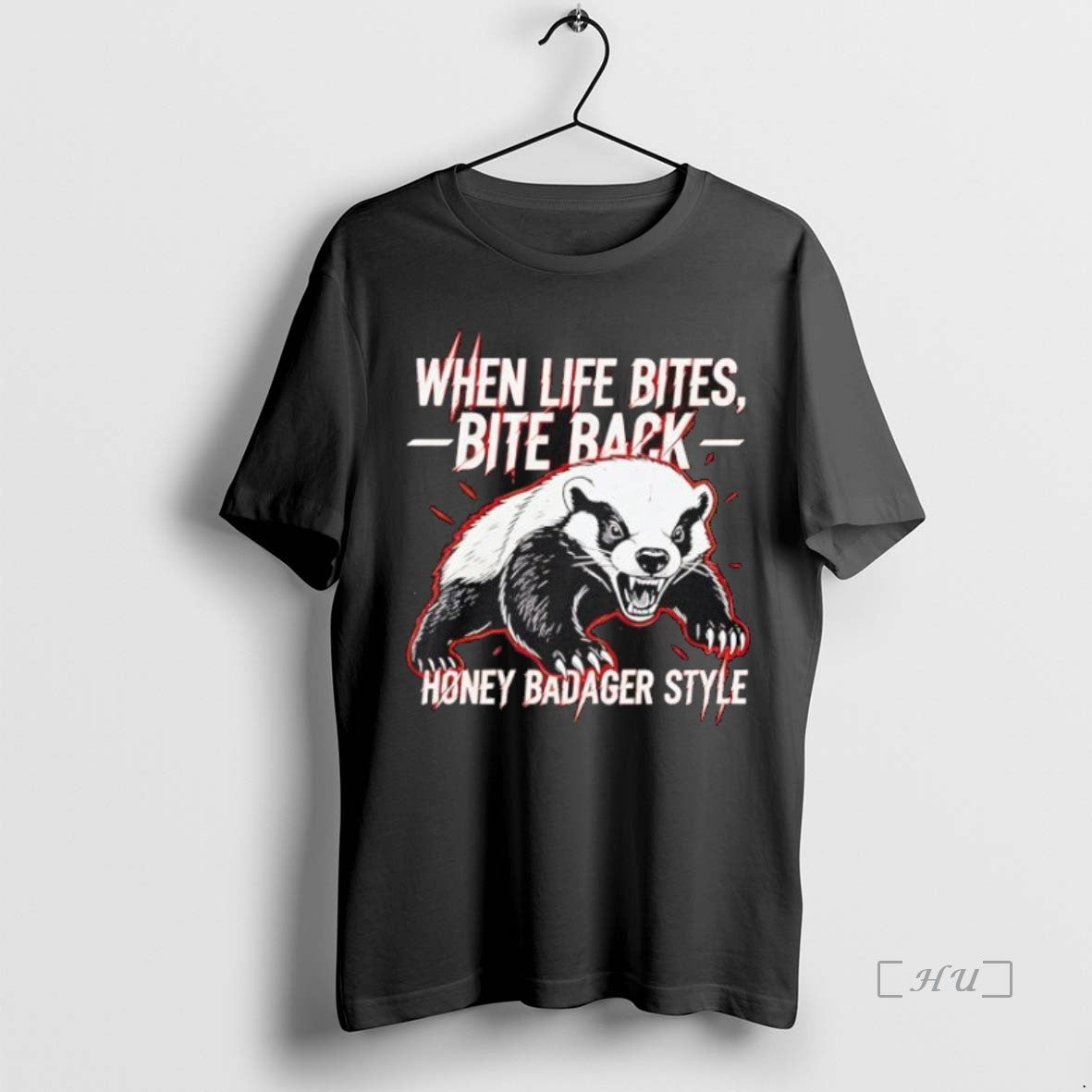 Officials Top When Life Bites Bite Back Honey Badger Style Black Premium T Shirts Sweater