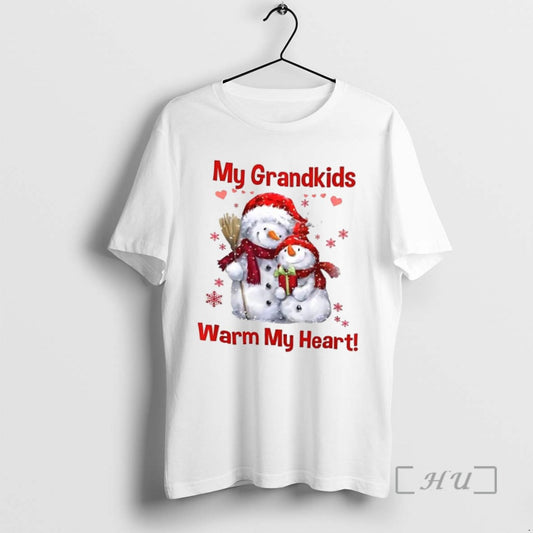 Officials Trending My Grandkids Warm My Heart Snowman Christmas Tee Shirt Sweater