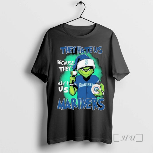 Officials Trending The Grinch They Hate Us Because They Aint Us Seattle Mariners Christmas Tee