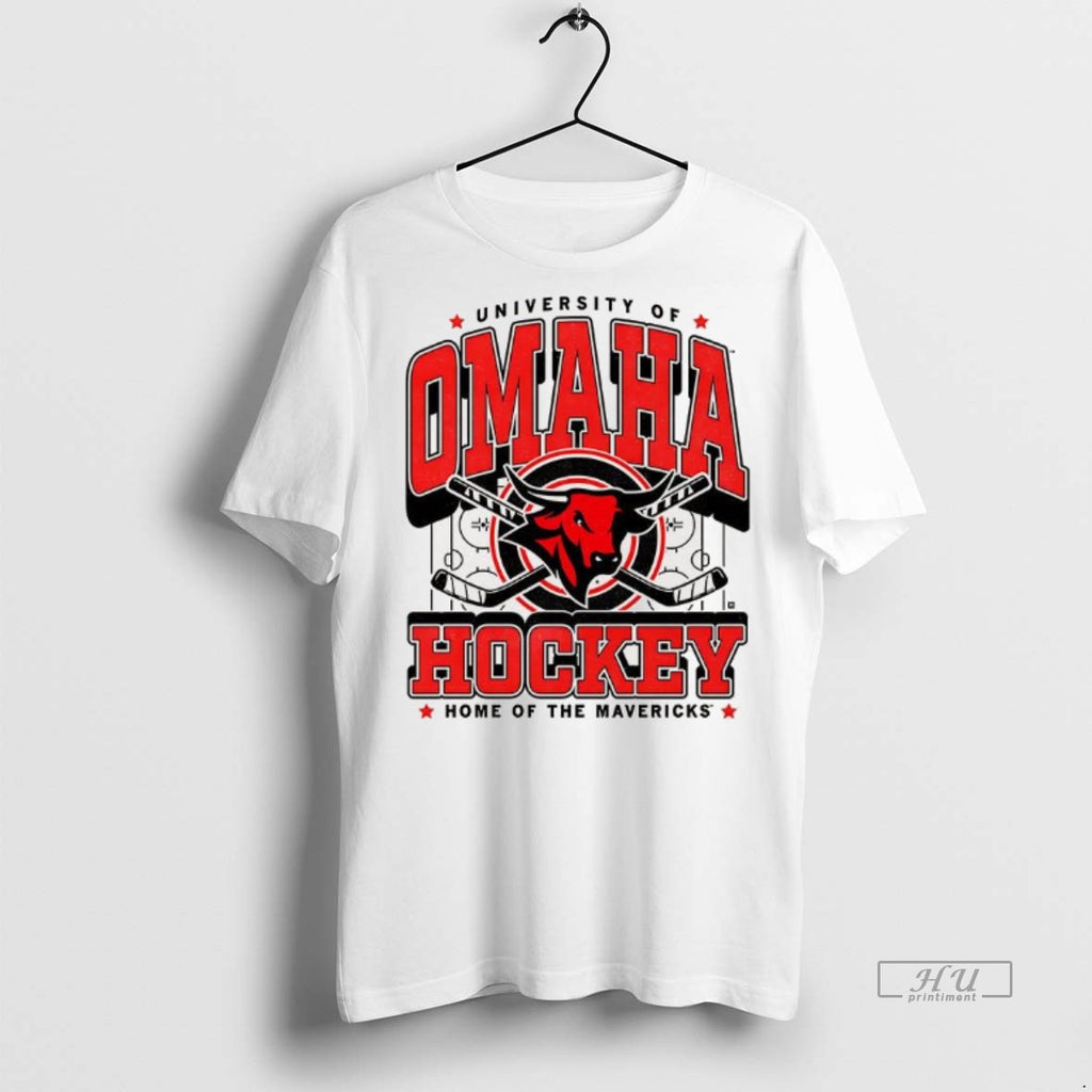 Officials University Of Omaha Hockey Home Of The Mavericks Logo Tee Shirt Sweater