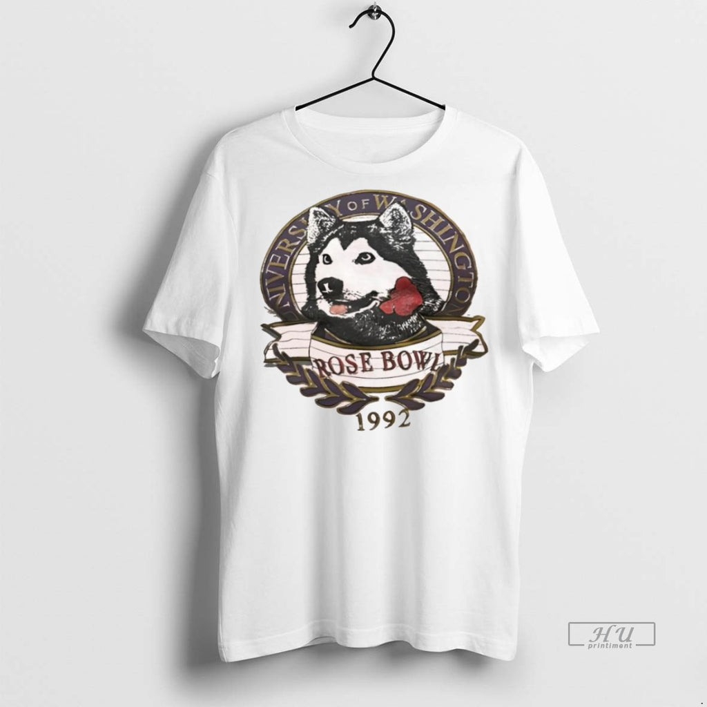 Officials University Of Washington 1992 Rose Bowl Husky Mascot Logo Tee Shirt Sweater