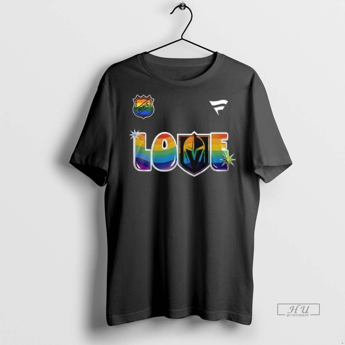 Officials Vegas Golden Knights Love Its Knights Pride Flag Double Sided Graphic Tee Shirt Sweater