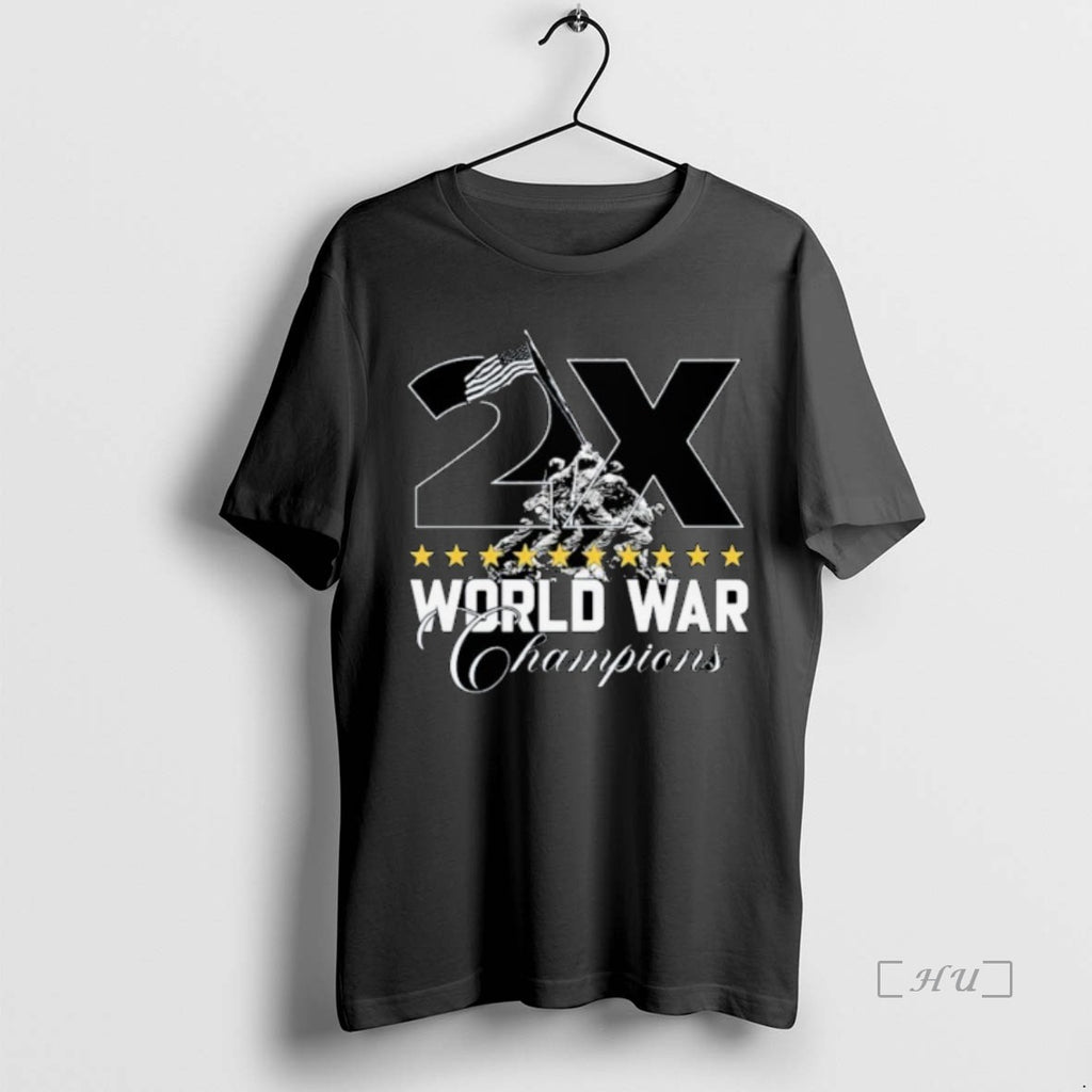 Officials Veterans Day 2025 2x World War Champions American Flag Premium T Shirt Sweater