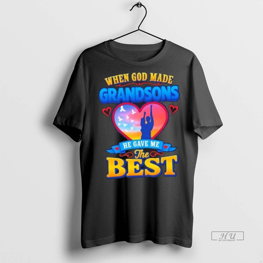 Officials When God Made Grandsons He Gave Me The Best Graphic Tee Shirt Sweater