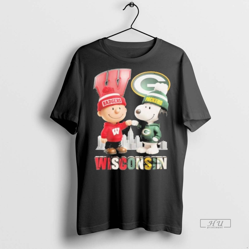 Officials Wisconsin Green Bay Packers Vs Wisconsin Badgers The Peanuts Fist Bump Tee Shirt Sweater