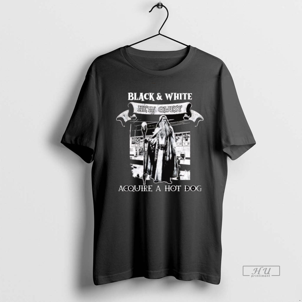 Officials Wizard Black White New Quest Acquire A Hot Dog Tee Shirt Sweater