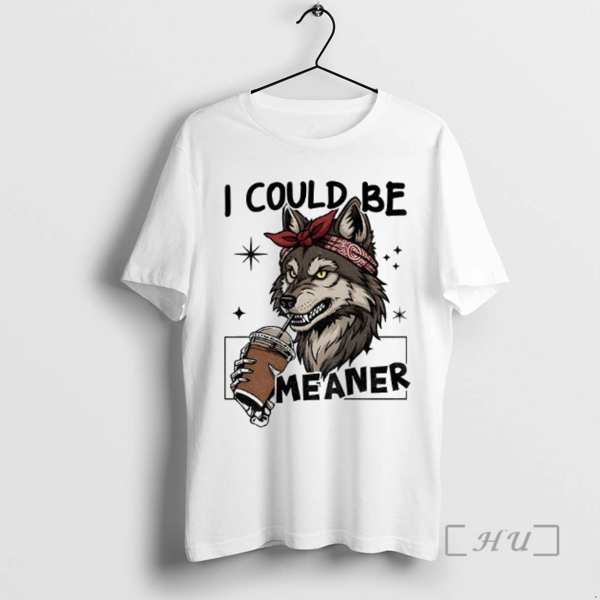 Officials Wolf Drink Coffee I Could Be Meaner Premium T Shirt Sweater