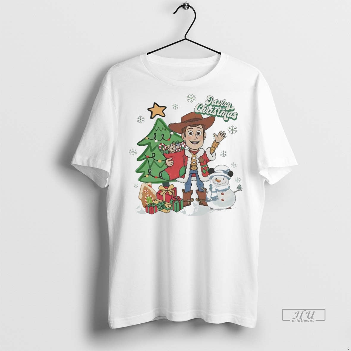 Officials Woody Merry Christmas Tree Gifts Snowman White Tee Shirt Sweater