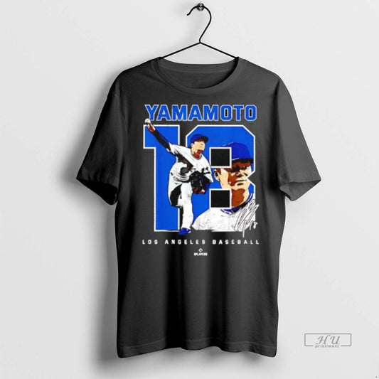 Officials Yoshinobu Yamamoto Caricature Baseball Fan Signature Los Angeles Premium Tee Shirt Sweater