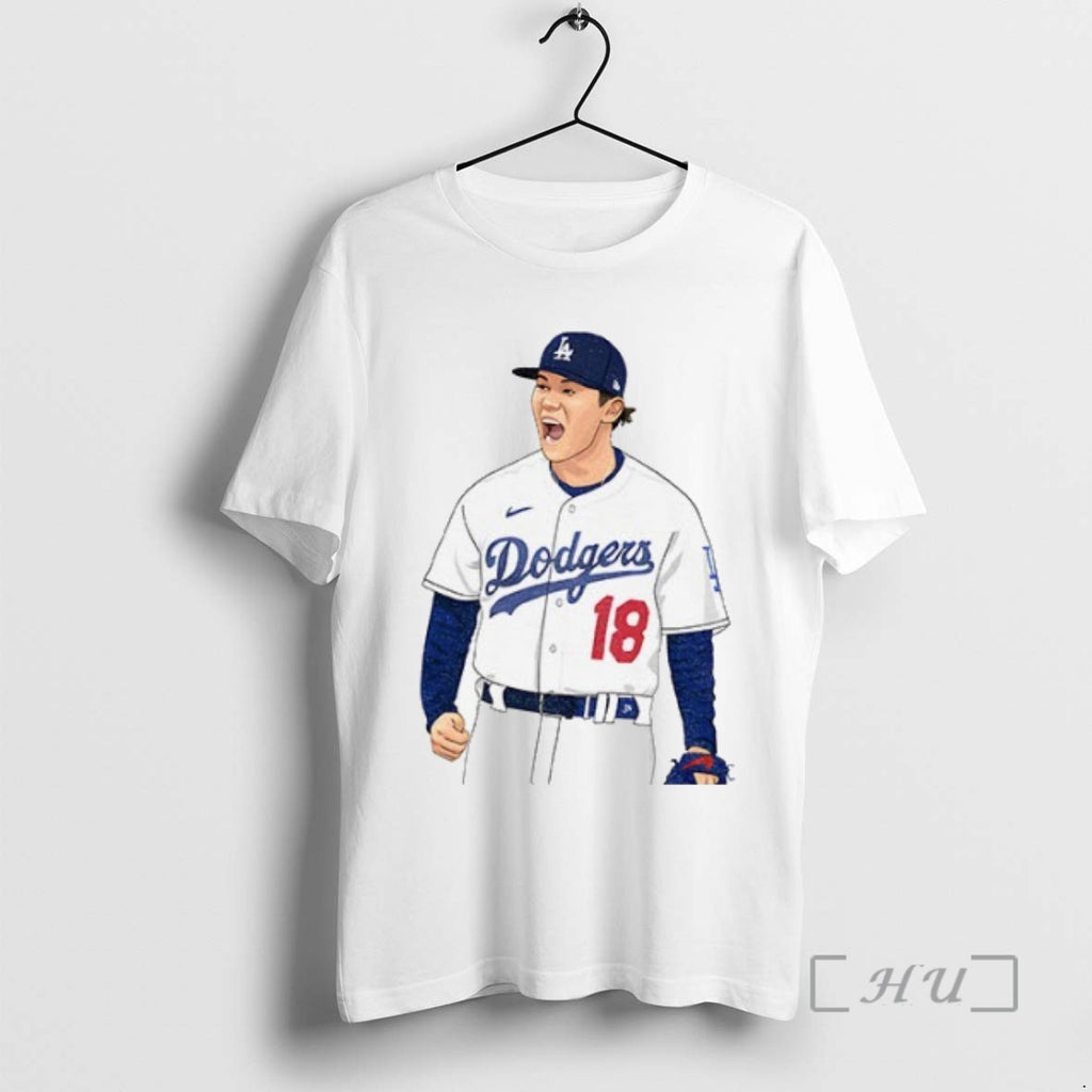 Officials Yoshinobu Yamamoto Los Angeles Dodgers 18 Pitcher Graphic T Shirt Sweater