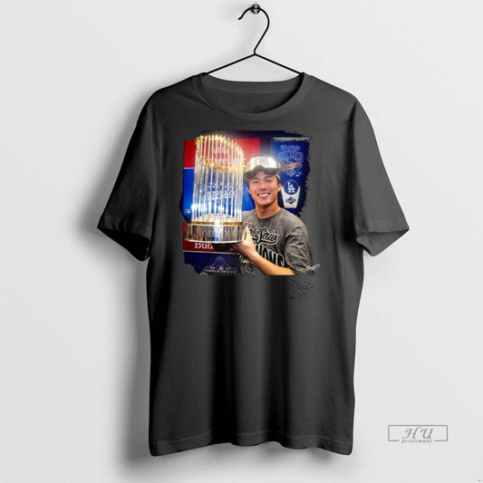 Officials Yoshinobu Yamamoto Los Angeles Dodgers World Series 2025 Champions Trophy Premium Tee Shirt Sweater