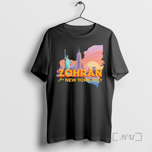 Officials Zohran Mamdani For New York City Skyline Retro Vibe