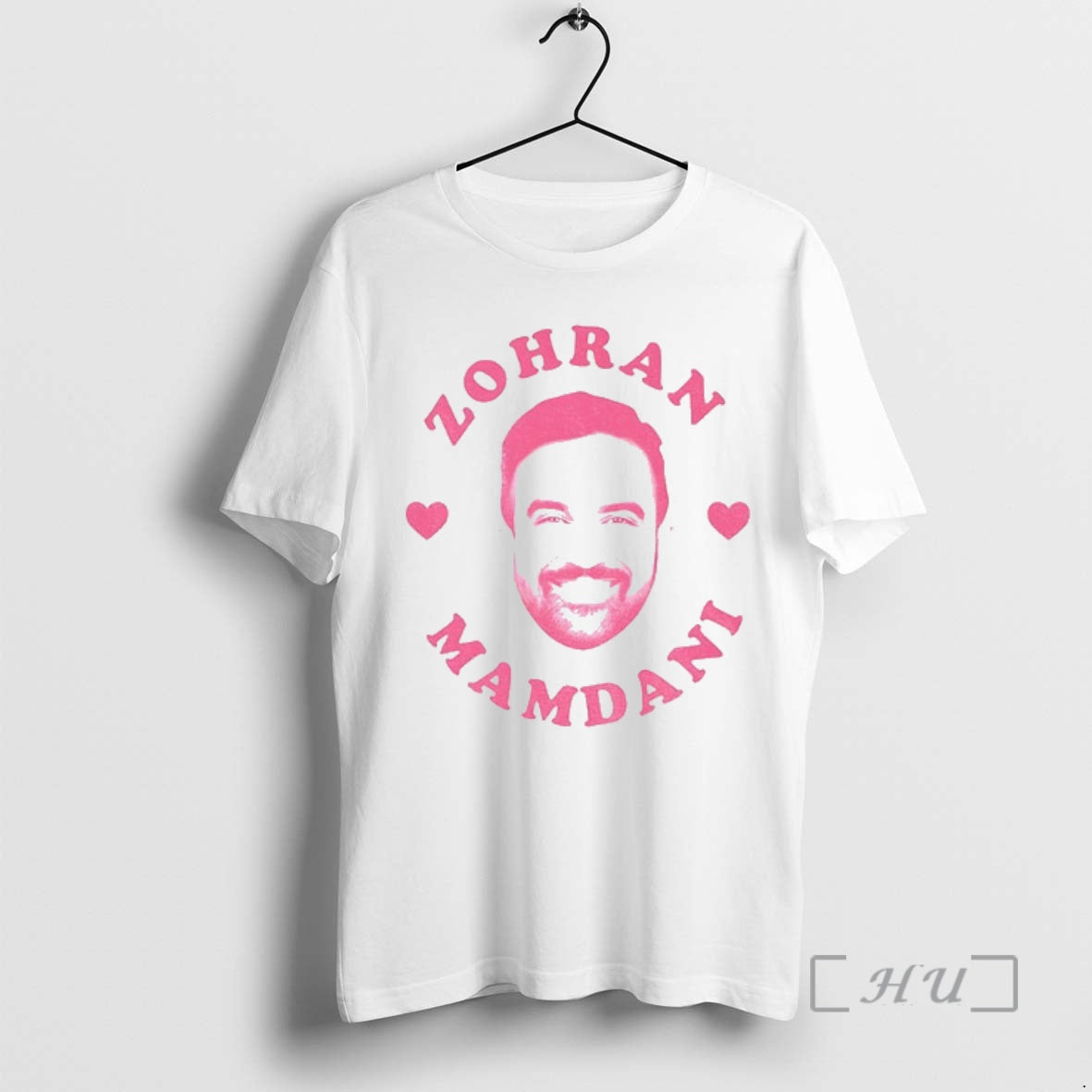 Officials Edq2pibf Zohran Mamdani Big Face Pink Heart Nyc Mayor 2025 Political Premium T Shirts