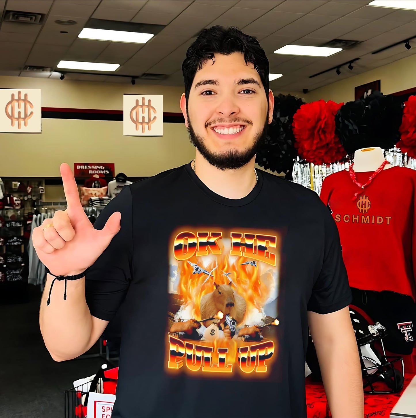 Ok he pull up capybara surrounded by fire shirt