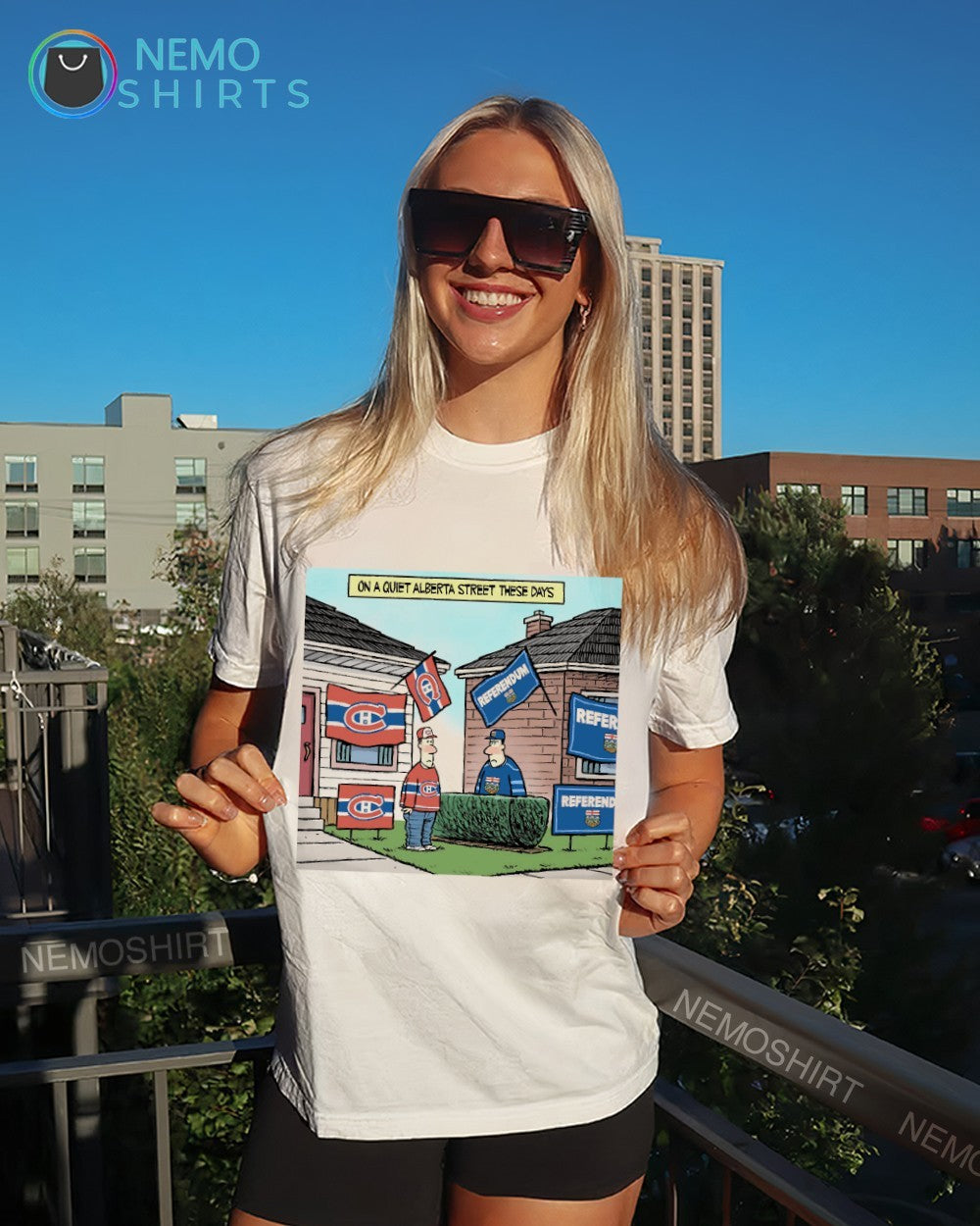 On a quiet Alberta street these days Montreal Canadiens shirt