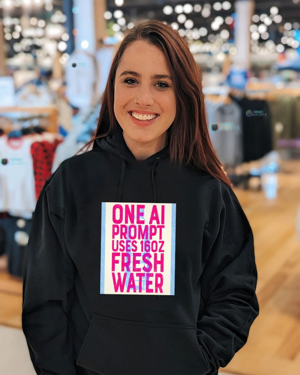 One AI prompt uses 16 oz fresh water shirt