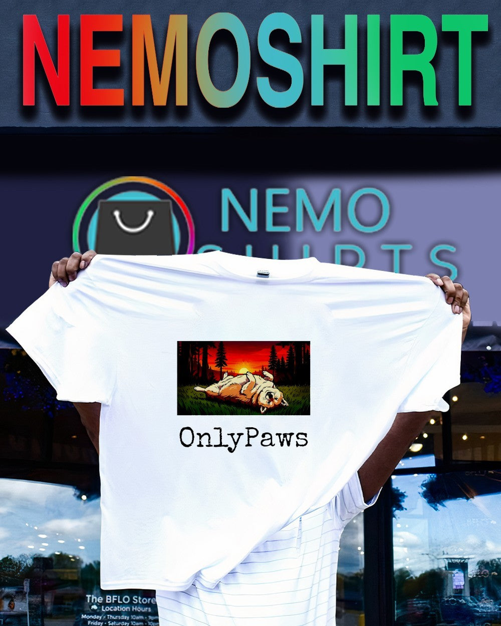 OnlyPaws Sunset Corgi dog graphic shirt