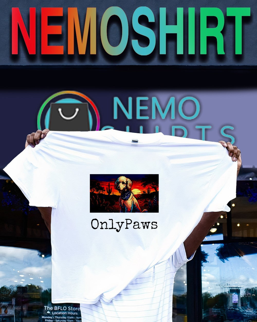 OnlyPaws Sunset Siggie dog graphic shirt