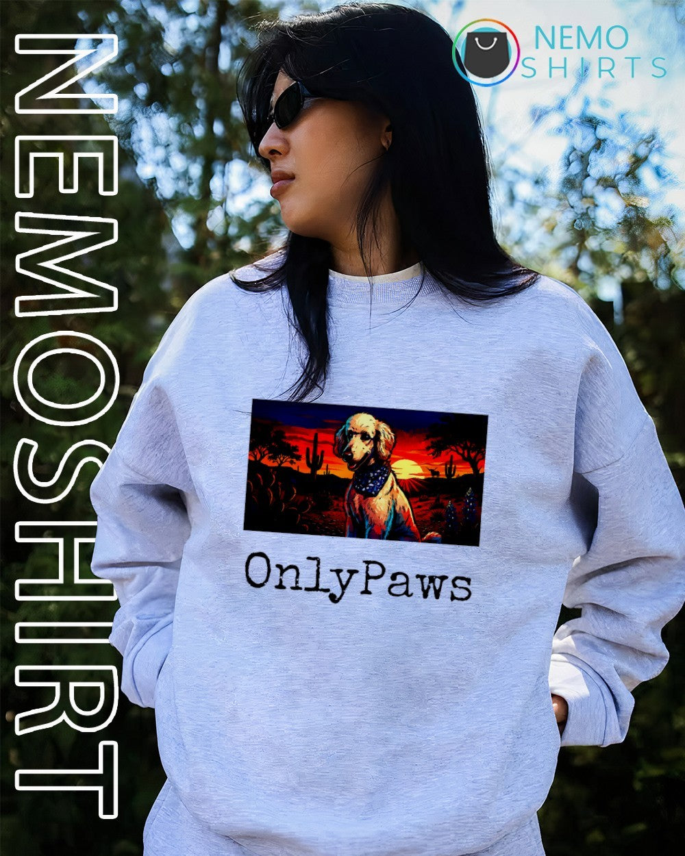 OnlyPaws Sunset Siggie dog graphic shirt