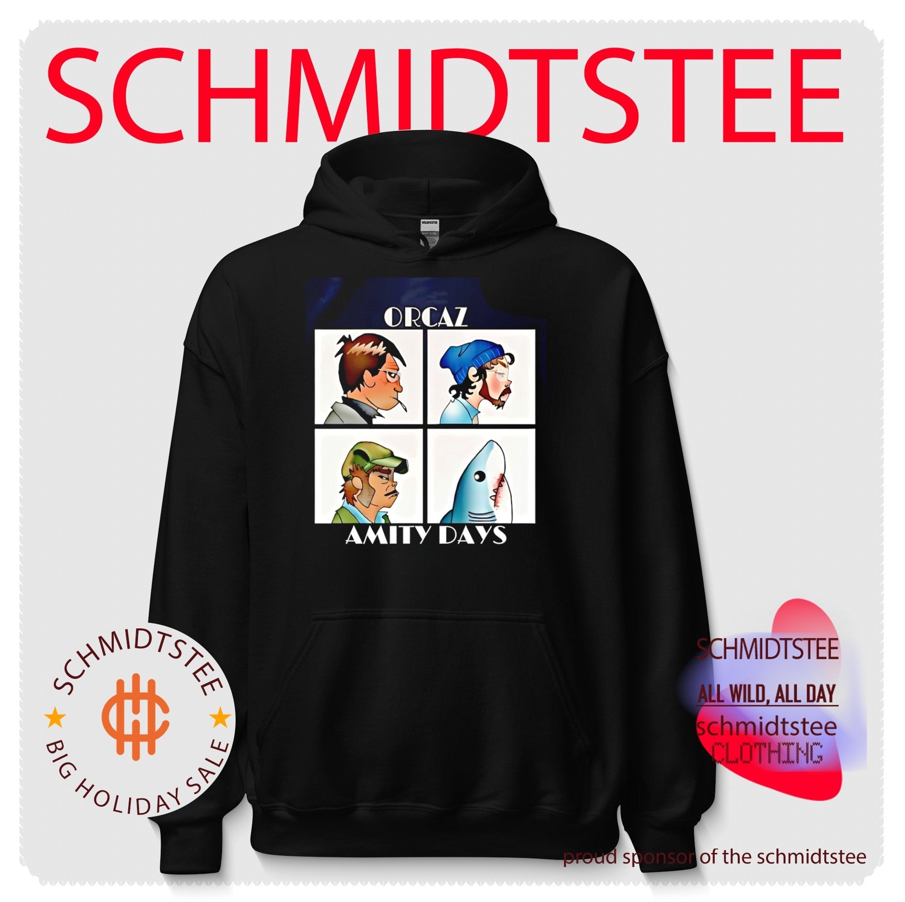 Orcaz Amity Days Demon Days and Jaws parody shirt