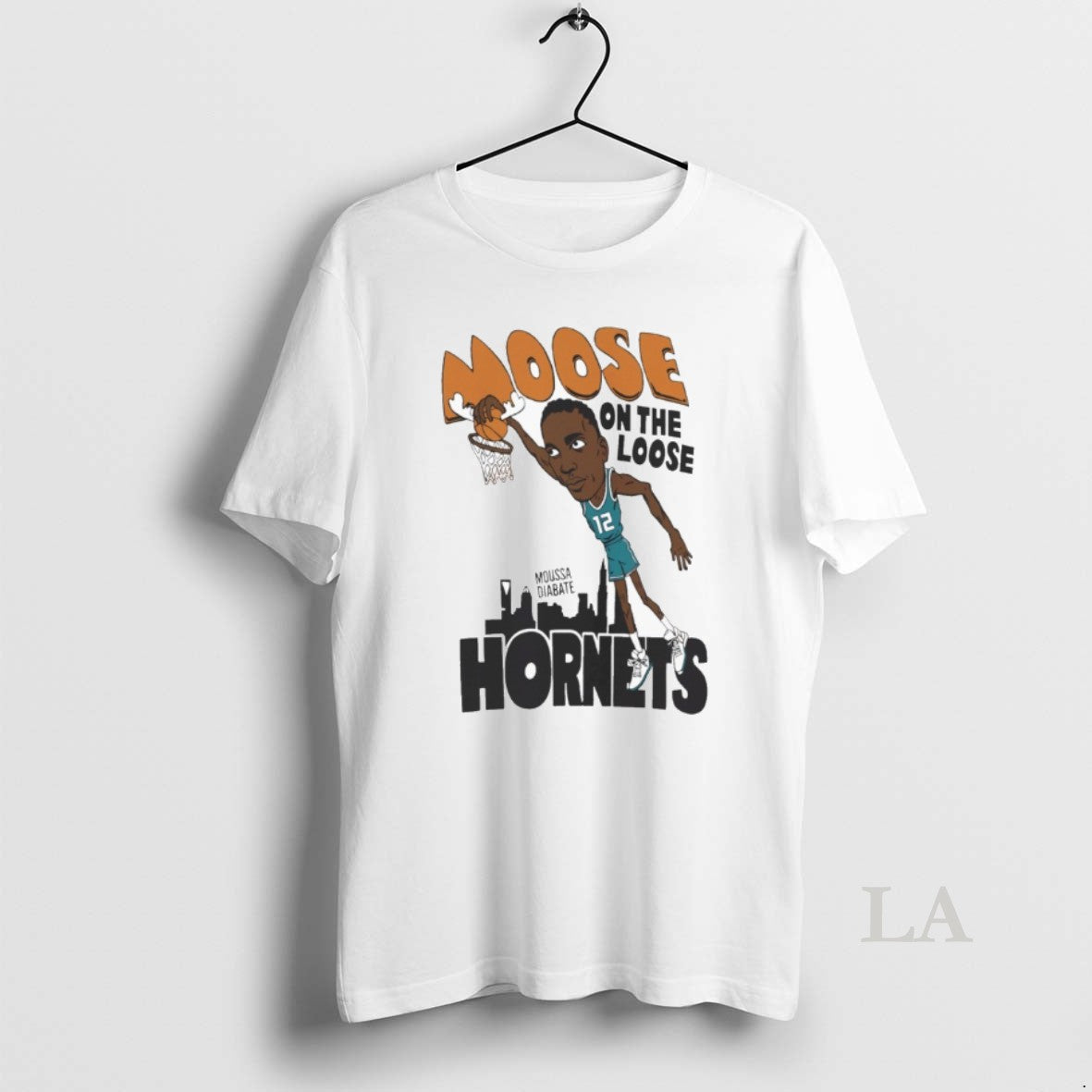 Original 2dljysjd Offiicial Moose On The Loose Charlotte Hornets Basketball Moussa Diabate Caricature
