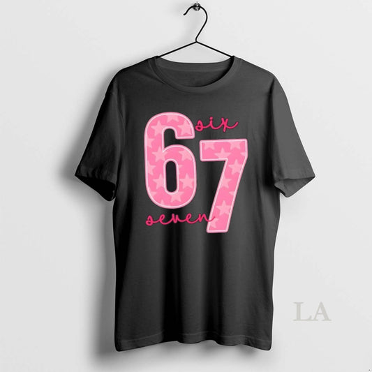 Original 67 Funny Meme 6 7 Pink Script