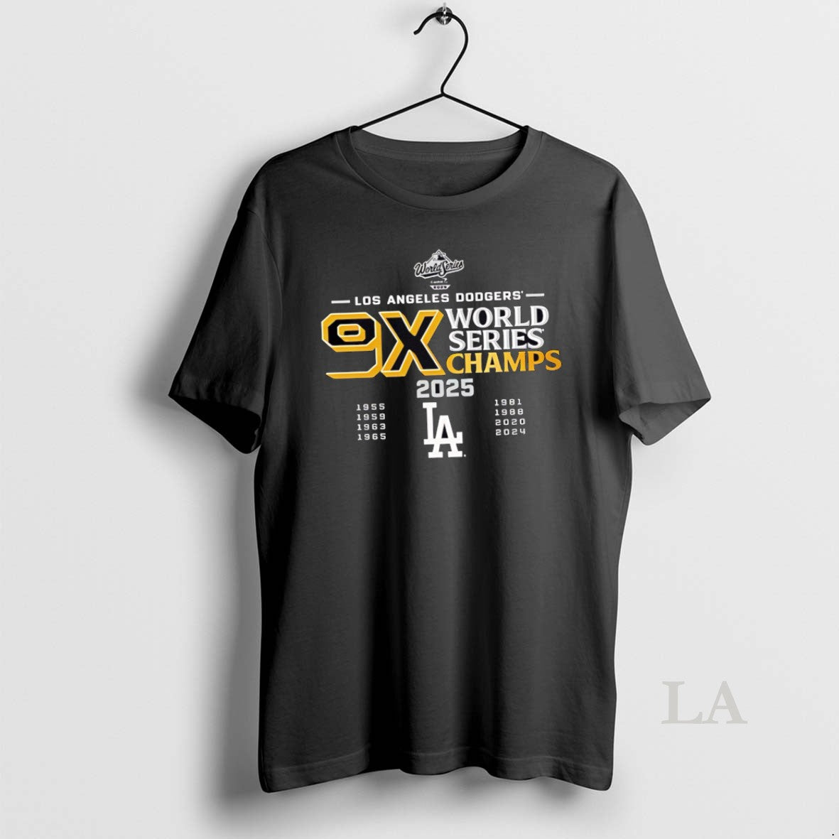 Original 9 Time Los Angeles Dodgers World Series Champs 2025 Black