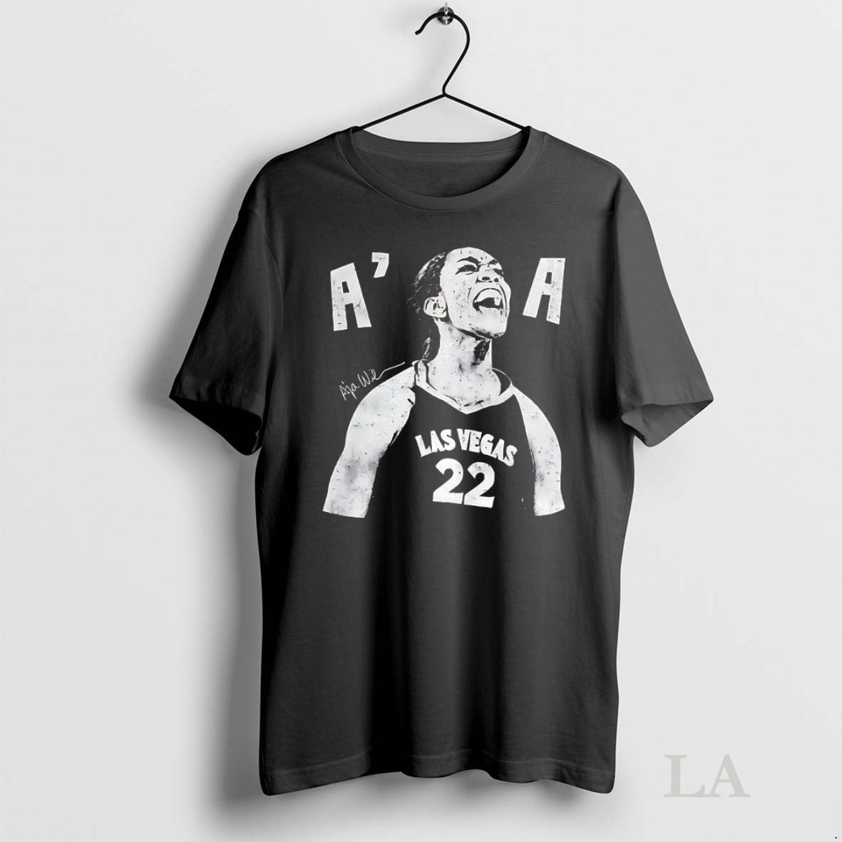 Original Aja Wilson Las Vegas Womens Basketball Number 22 Signature Vintage 90s Tee Sweater
