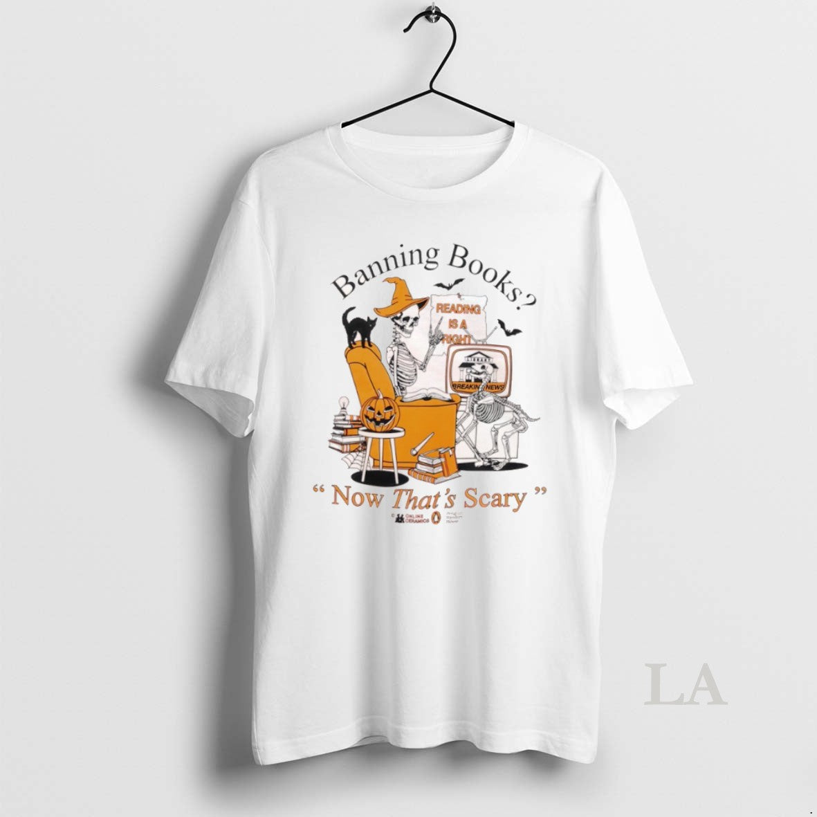 Original Banning Books Now Thats Scary Reading Is A Right Halloween Skeleton Pumpkin