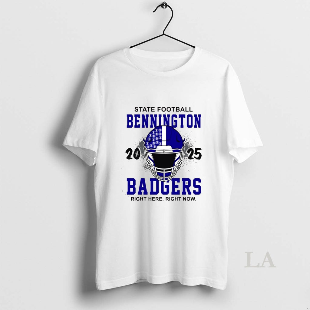 Original Bennington Badgers Booster Club State Football Right Here Right Now 2025 Helmet